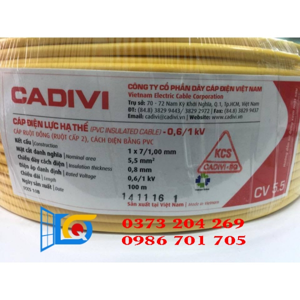 Dây cáp điện Cadivi CV 5.5