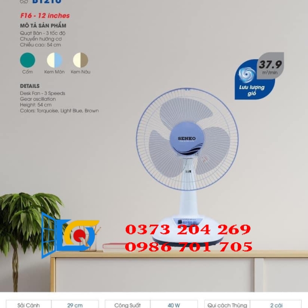 QUẠT BÀN B3 SENKO B1216