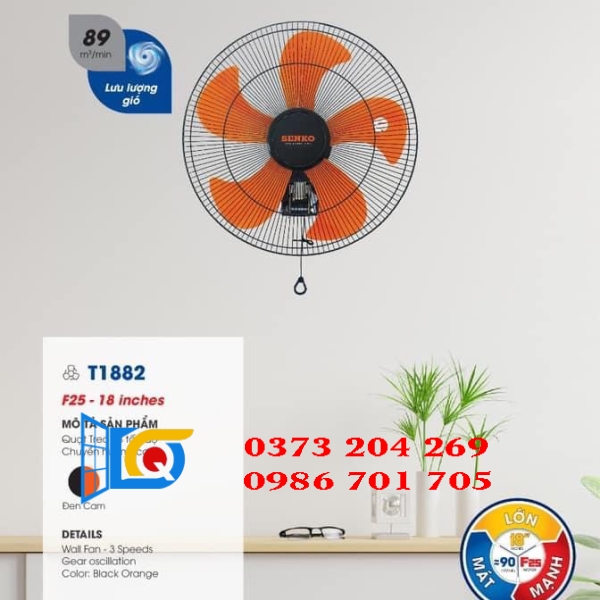 QUẠT TREO TƯỜNG 1 DÂY SENKO T1882