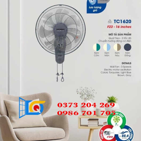 QUẠT TREO TƯỜNG 2 DÂY 7 CÁNH SENKO TC1620