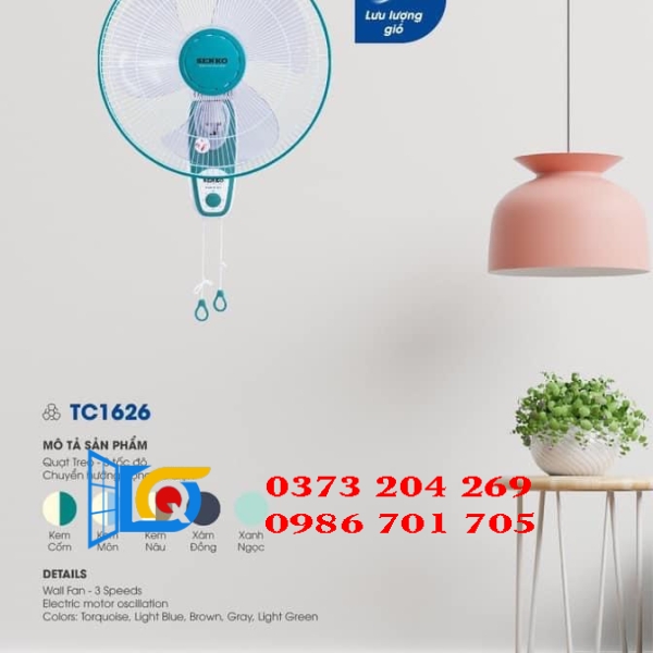 QUẠT TREO 2 DÂY CHUYỂN HƯỚNG SENKO TC1626